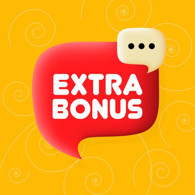 Extra bonus Speech bubble with Extra bonus text Business concept 3d illustration Spiral background Vector line icon for Business and Advertising