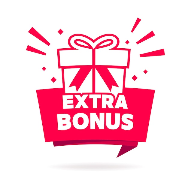 Extra bonus with gift box label vector