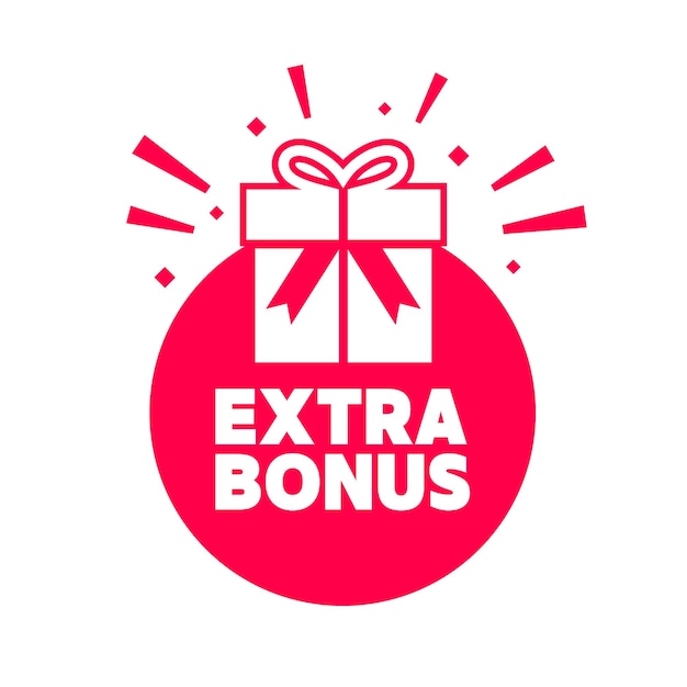 Extra bonus with gift box label vector