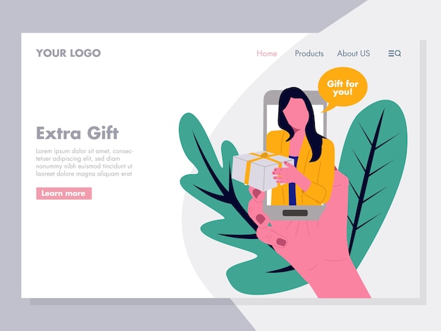 Extra Gift vector Illustration for landing page