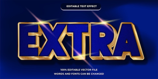 Extra text effect modern font style 3D editable with gold light gradient