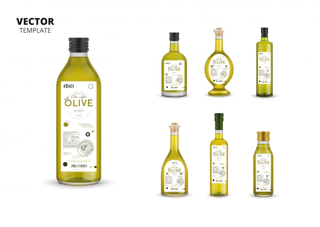 Extra virgin olive oil glass bottle packagings set