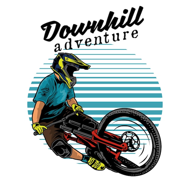 Vector extreme downhill jumping illustration of man on bike