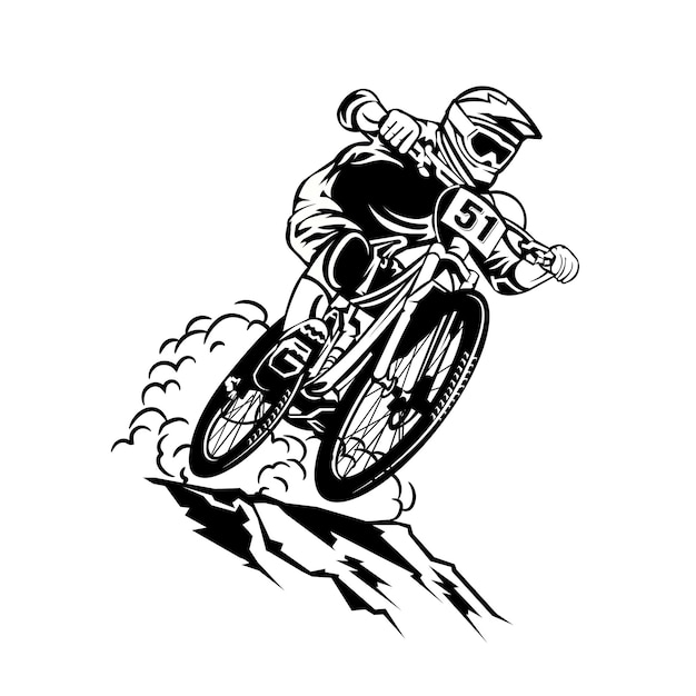 Extreme Downhill mountain bike sport vector illustration