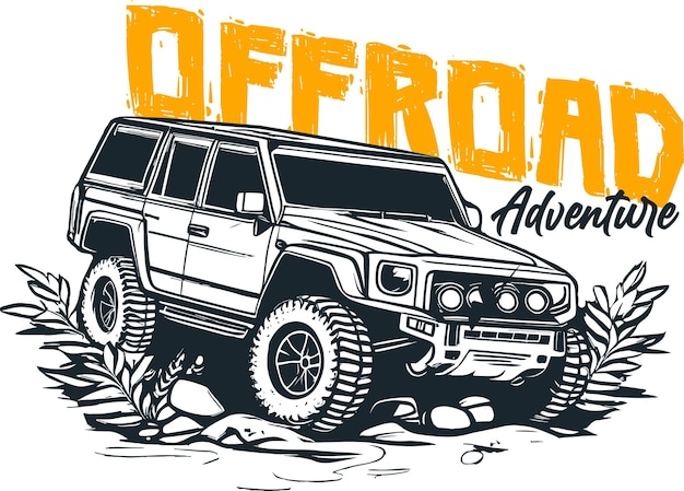 Vector extreme off road jeep logo silhouette vector