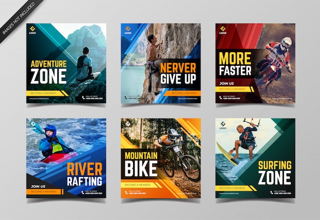 Extreme sport instagram post collection template