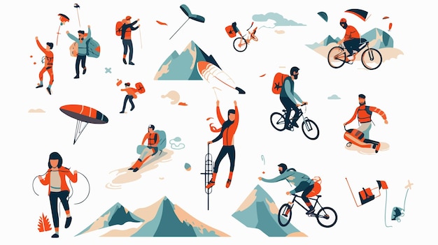 Vector extreme sport and lifestyle flat vector isolated image