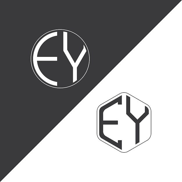 Vector ey initial monogram logo with circle and polygon shape creative logo design