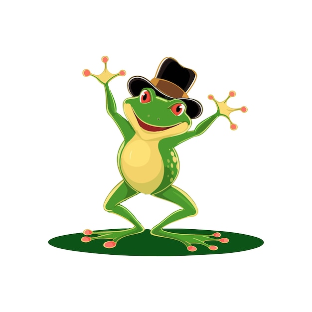 Vector eye catching vector illustration of a dancing frog on a white background