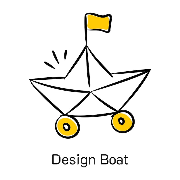 An eye catchy hand drawn icon of design boat