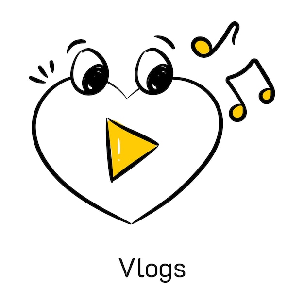 An eye catchy hand drawn icon of vlogs