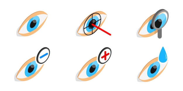 Eye diagnostic icon set on white background