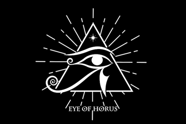 Eye Of Horus Logo design The ancient Egyptian Moon sign Mighty Pharaohs amulet white tattoo