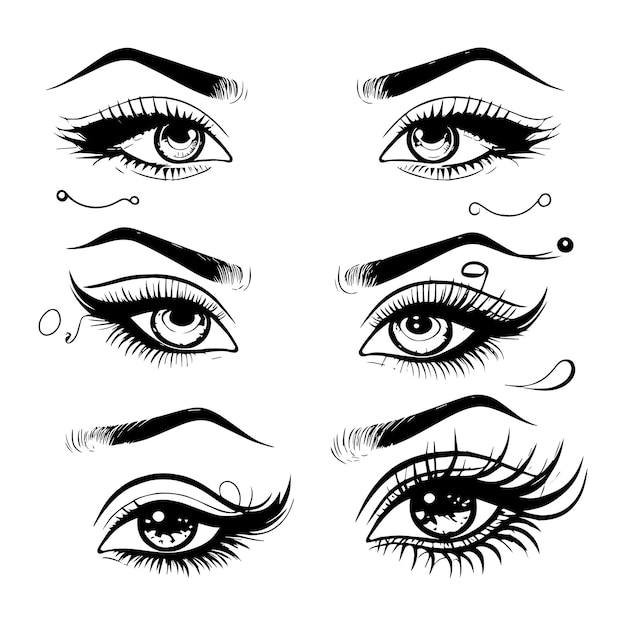 Eye liner vector. Beautiful Woman eyes makeup vector. Set of different vector eyeliner shapes.