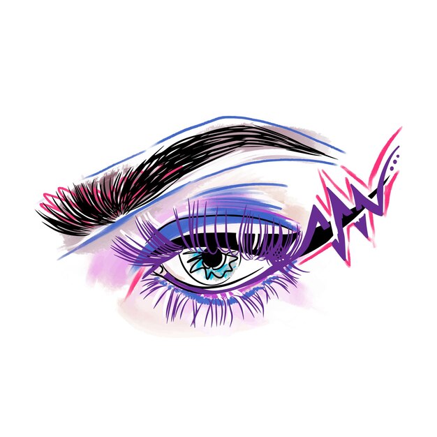 Vector eye makeup trendy bright arrow long eyelashes