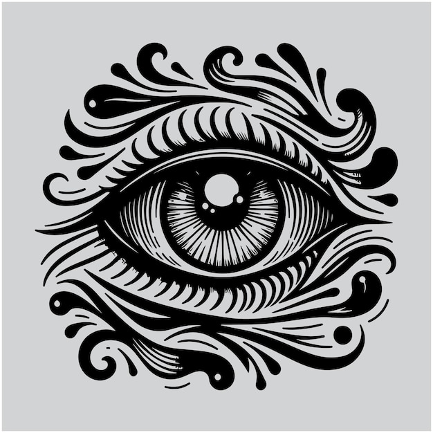 Eye tattoo element vector Illustration