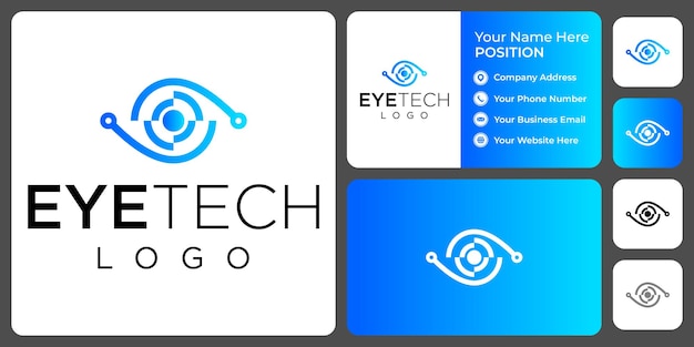 Eye tech logo design with business card template.