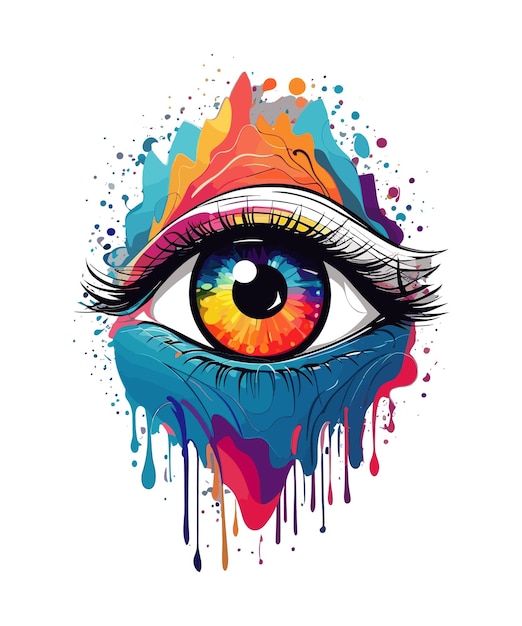 an eye that glitters with dripping colour