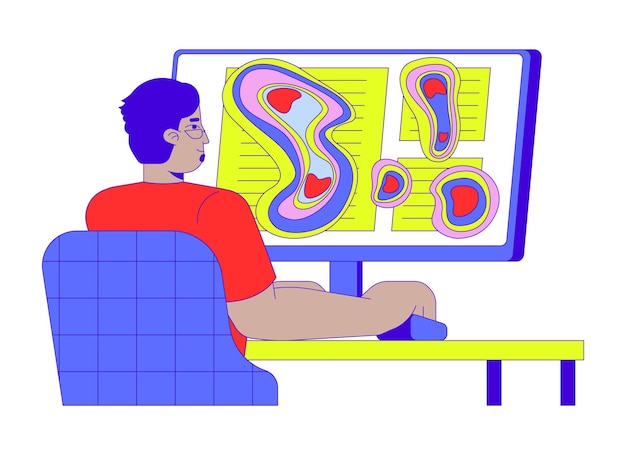 Vector eye tracking heatmap cartoon flat illustration