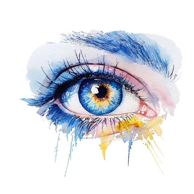 Vector eye vector illustration in watercolor style