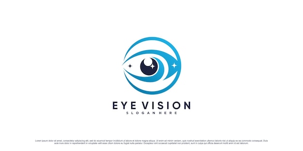 Eye vision logo design template with circle concept and creative element Premium Vector