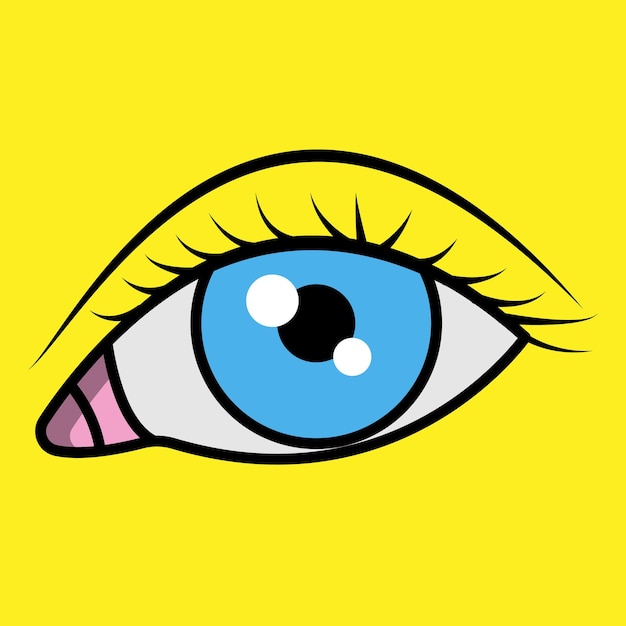 Eye on yellow background. Woman eye. The eye logo.