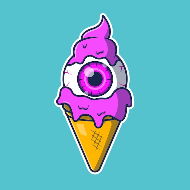 Eyeball on ice cream cone vector illustration design