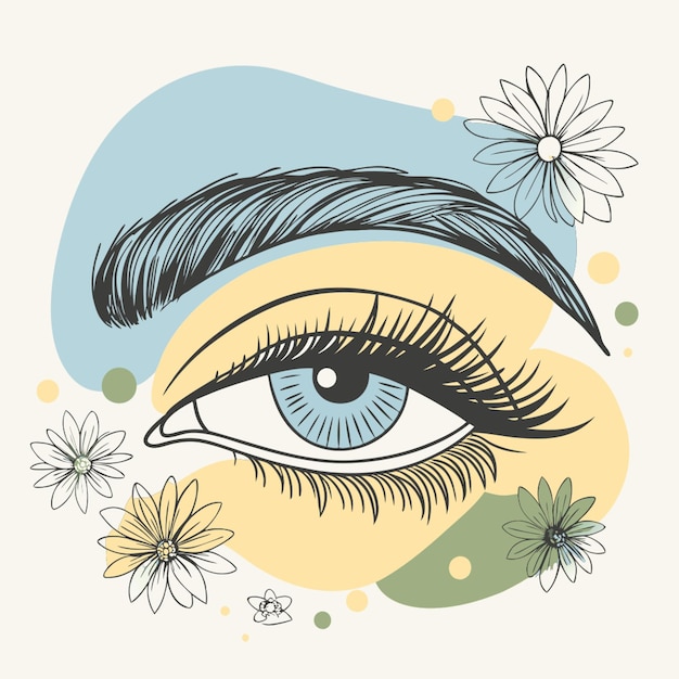 Vector eyebrow and eyelash design vector illustration line circuit