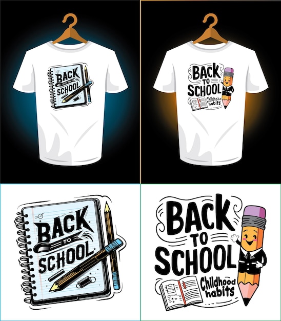 Vector eyecatching backtoschool tshirt with playful educationthemed art