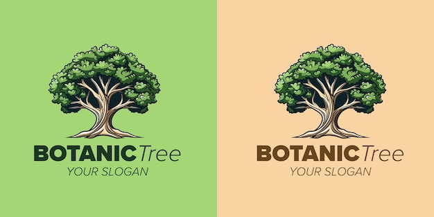 EyeCatching Tree Cartoon Logo Contemporary DoodleStyle Design for a Modern Botanic Look