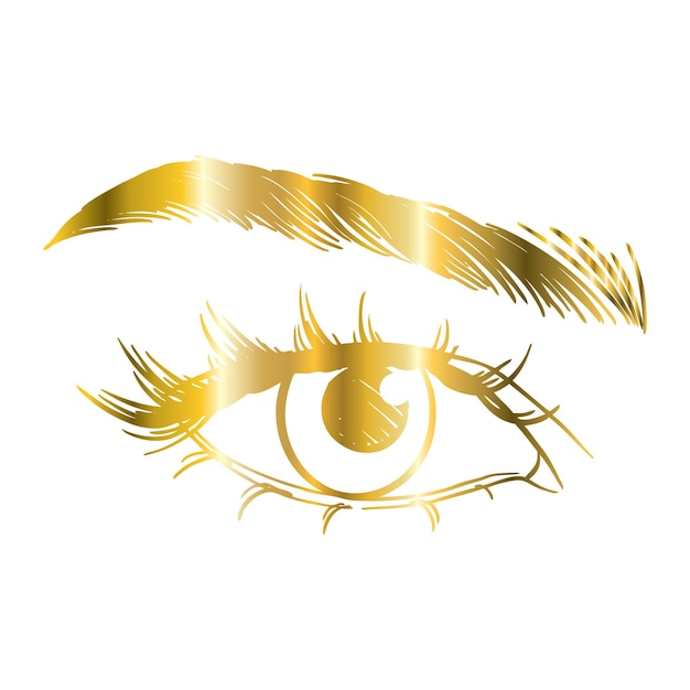 Eyelash extension logo Makeup with gold glitter Vector illustration