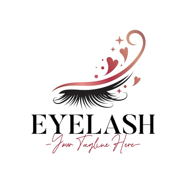 Eyelash feminine beauty rose gold logo template