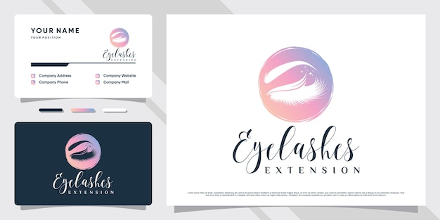 Eyelash logo design for makeup studio with creative concept and business card template