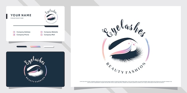 Eyelash logo design for makeup studio with creative concept and business card template