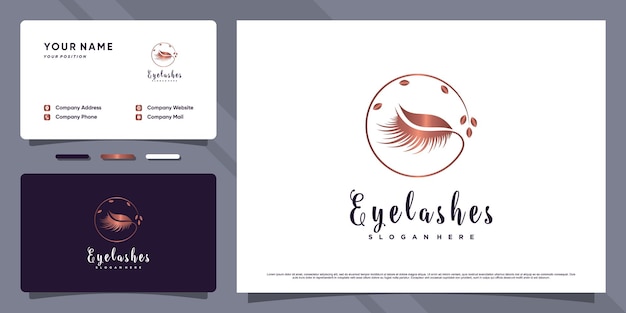 Eyelash logo with creative element and business card design Premium Vector