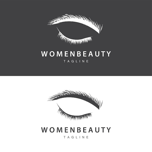 Vector eyelash logo women's eye beauty salon simple design with line model vector templet icon