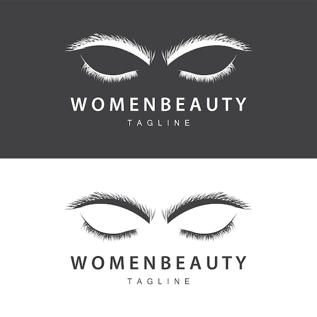 Vector eyelash logo women's eye beauty salon simple design with line model vector templet icon