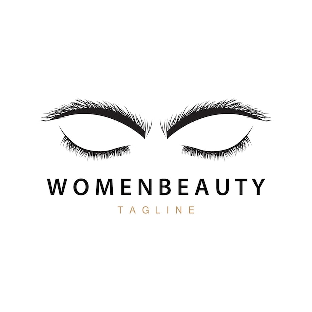 Vector eyelash logo women's eye beauty salon simple design with line model vector templet icon