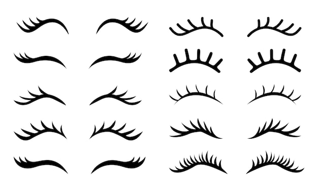 Vector eyelashes for girls simple hand drawn girls eyelashes set