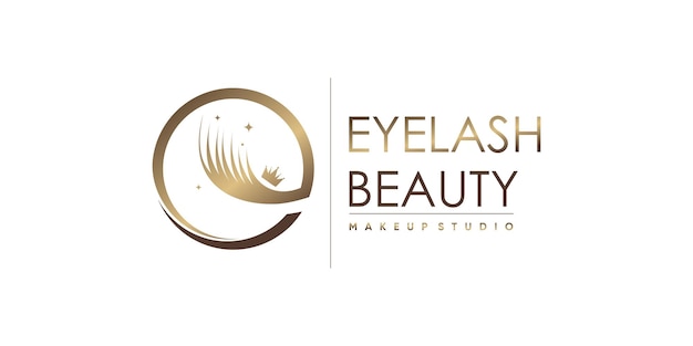 Eyelashes icon logo design with beauty queen element style Premium Vector