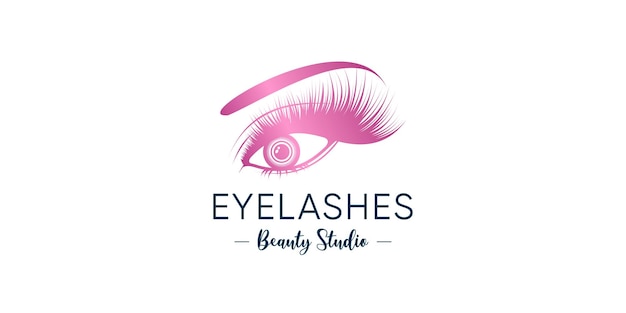 Eyelashes icon logo design with creative beauty element style Premium Vector