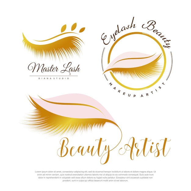 Eyelashes logo design collection with modern beauty concept