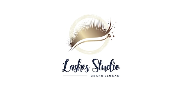 Eyelashes logo design with creative beauty style Premium Vector