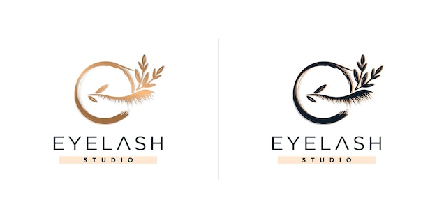 Eyelashes logo design with creative letter E idea