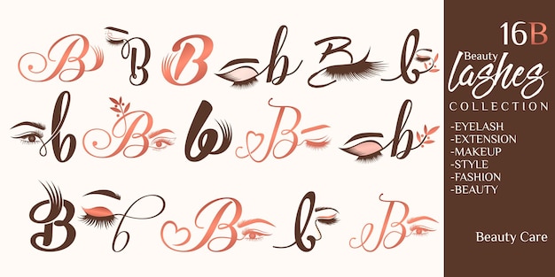 Eyelashes logo with letter B concept