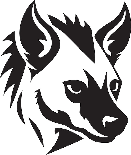 Eyes of the Crafty Hunter Vectorized Monochrome Hyena Icon of Ferocity