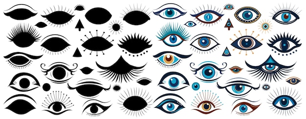 Eyes of ra mystical clairvoyant eye big set isolated vector