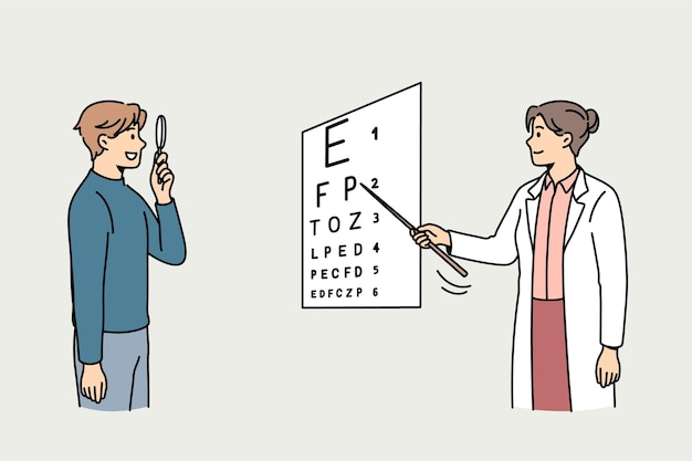 Eyesight check and healthcare concept