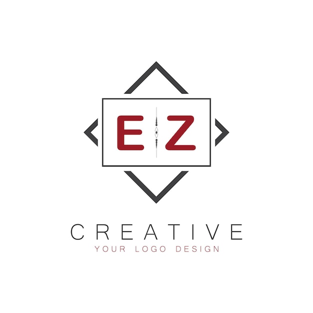 EZ initial monogram logo with creative square style design