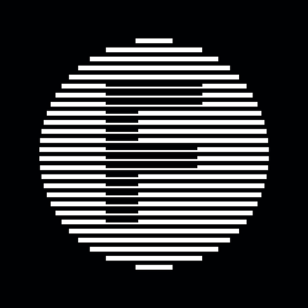 Vector f alphabet letter logo round circle line abstract optical illusion stripe halftone symbol icon